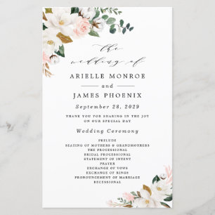 Programmes de mariage floral rose et or blanc