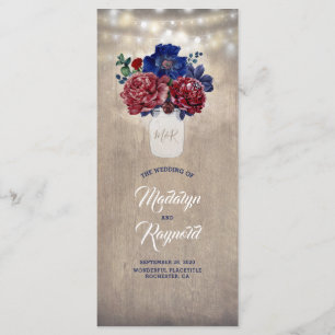 Programmes de mariage floral rustique de la marine