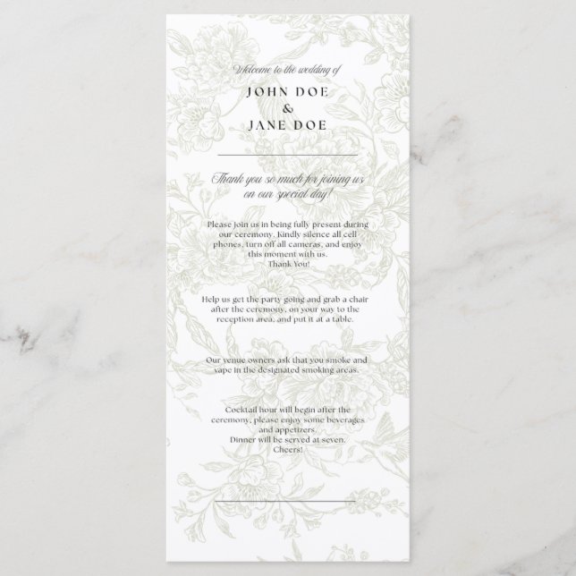 Programmes de mariage floraux verts (Devant)
