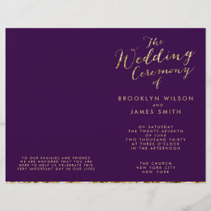 Programmes De Mariage Gold Foil Et Dark Purple