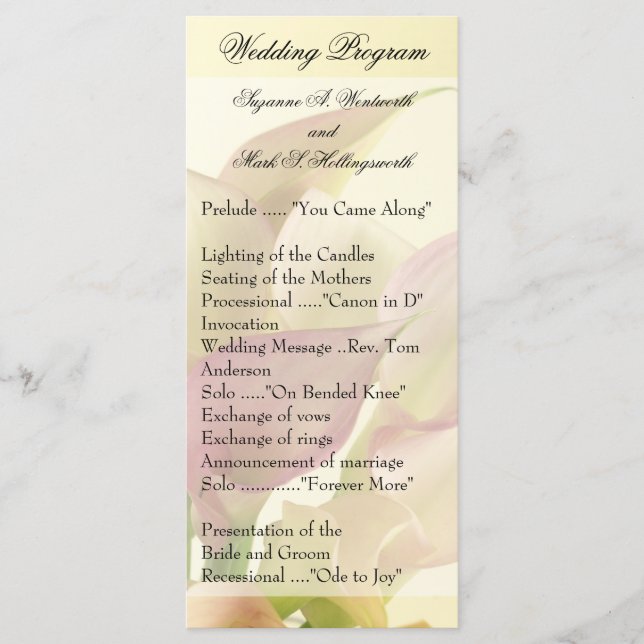 Programmes De Mariage Lily, Floral, Fleurs, Printe (Devant)