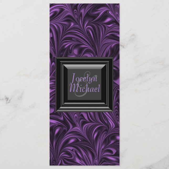 Programmes de mariage marbrés noir et violet (Devant)