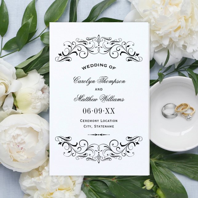 Programmes de mariage noir et blanc vintage (Créateur téléchargé)