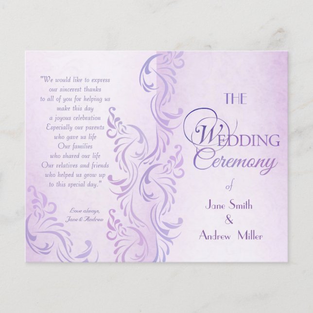 Programmes de mariage pourpre grungy (Devant)