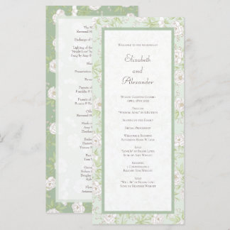 Programmes de mariage Rose Blanche Vert Sauge