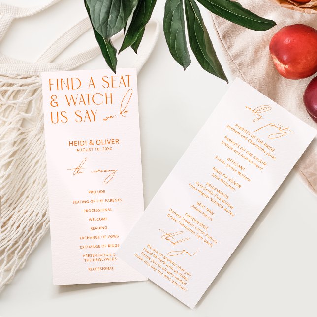 Programmes de mariage rose vif et orange vif (Créateur téléchargé)