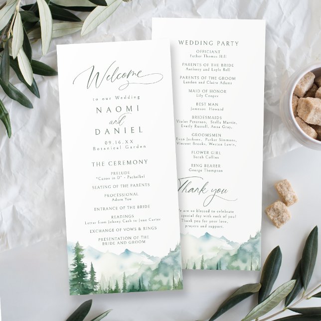 Programmes de mariage rustiques de la forêt de Sag (Sage Mountain Forest Rustic Wedding Programs)