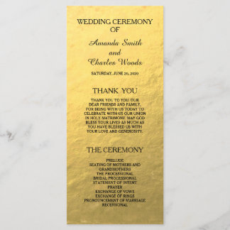 Programmes de mariage simple et élégante Gold Faux