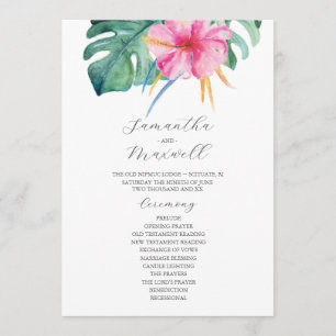 Programmes de mariage tropicaux Fleurs roses