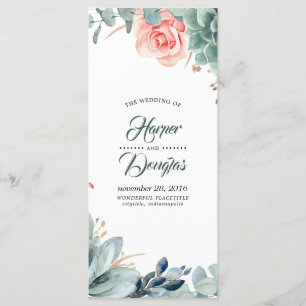 Programmes de mariage vert et rose vif