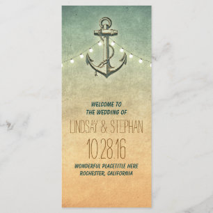 programmes de mariage vintage ancres nautiques