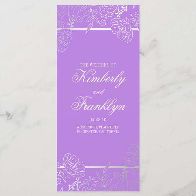 Programmes de mariage Vintage d'argent et de viole (Devant)