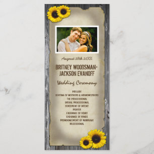 Programmes en bois de mariage de tournesol de