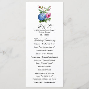 Programmes floraux de mariage de roses d'hortensia