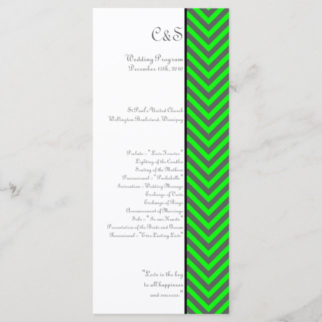 Programmes modernes de mariage vert/gris Chevron N (Devant)