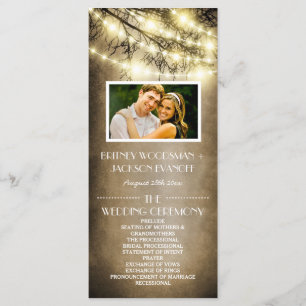 Programmes rustiques de mariage d'arbre de pays