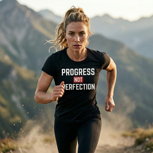 Progress Not Perfection Gym Motivation T-Shirt  (Built on discipline. Driven by progress.)
