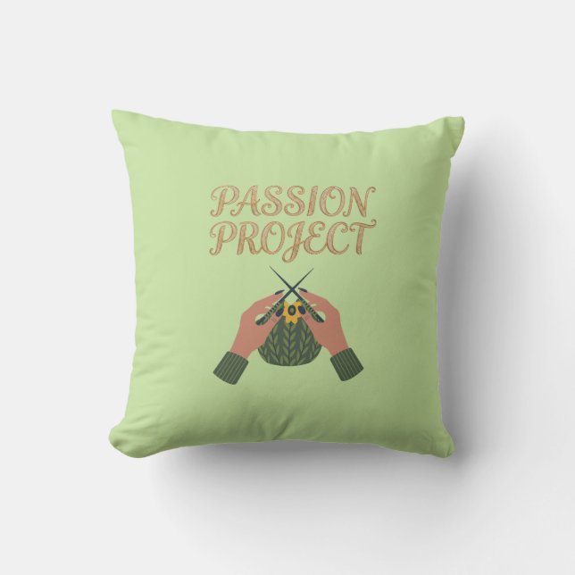 Projet Passion Coussin Graphique Tricoté Main | Ar (Recto)