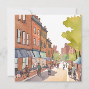 Promenade à vélo à Boston   Carte aquarelle du Nor