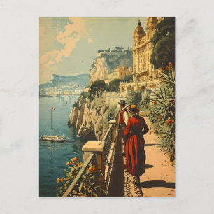 Promenade Côte d'Azur : Carte postale Vintage