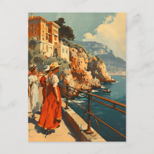 Promenade Côte d'Azur : Carte postale Vintage