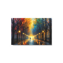 Promenade dans un parc pluvieux sur toile | Décora