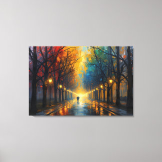 Promenade dans un parc pluvieux sur toile | Décora