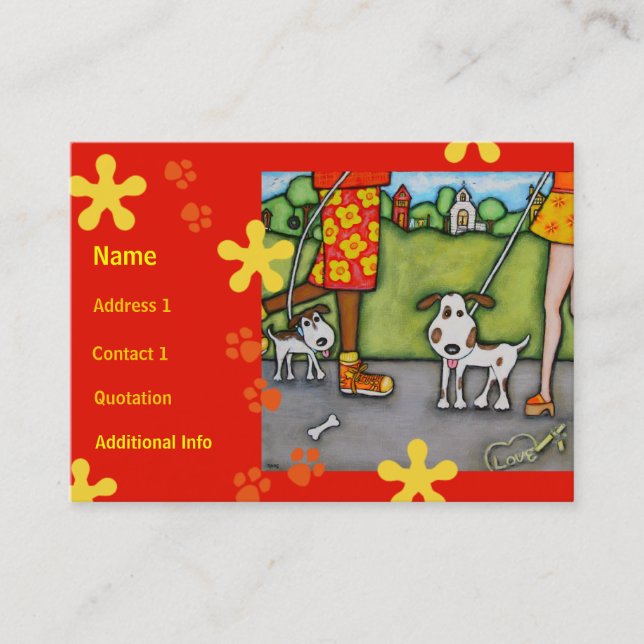 Promenade d'été avec le carte de visite de chiens (Devant)
