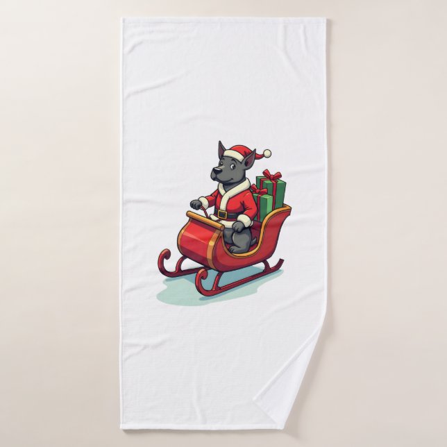 Promenade du Père Noël Pitbull (Serviette de bain)