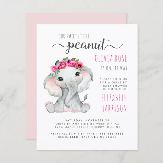 Promenade Eléphant Rose Budget Par Bébé Fille Douc (Devant / Derrière)