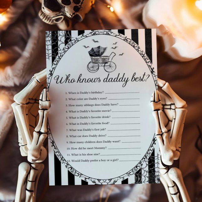 Promenade gothique Halloween Qui connaît le mieux  (Gothic Carriage Bats Baby Shower Who Knows Daddy Best Game)