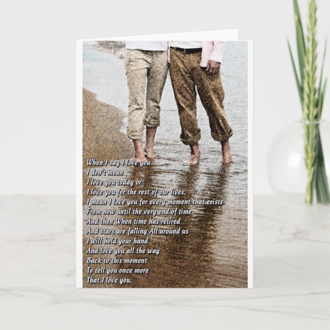 Promenade romantique sur la carte de plage (Devant)