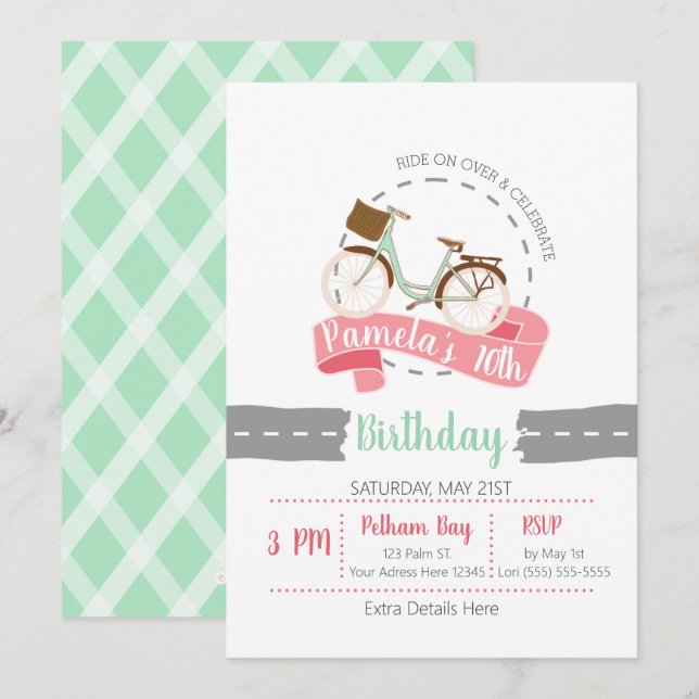 Promenade Sur Vélo Invitation Anniversaire | Menti (Devant / Derrière)