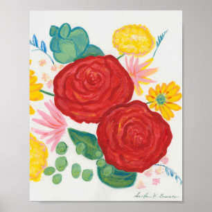 Promesse Rose Elégant Aquarelle Poster Floral