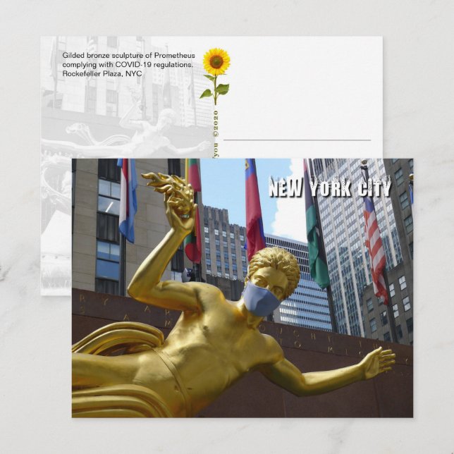 Prométhée portant un masque facial - Carte postale (Devant / Derrière)