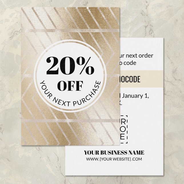 Promo Code Gold Herringbone Carte de réduction (Créateur téléchargé)