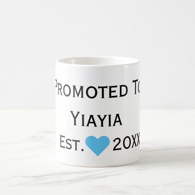 Promoted To Yiayia Black & Blue Mug (Centre)