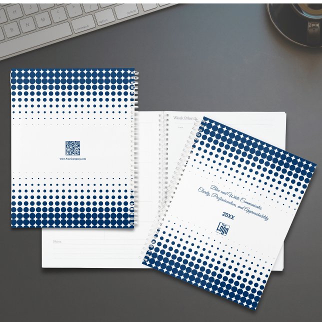 Promotional Blue White Small Business Nomination (Promotional Blue White Small Business Appointment Planner, Logo, Tagline, QR code)