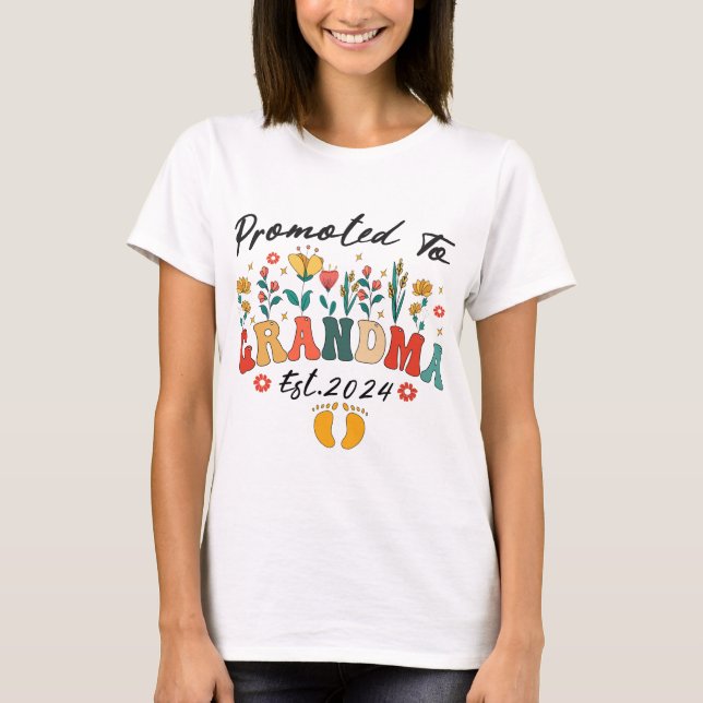 Promu à Grand-mère est. T-shirt grand-parents 2024 (Devant)