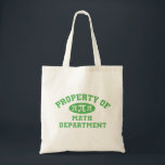 Property Of Math Department (green pi) Tote Bag<br><div class="desc">Property Of Math Department - green collegiate style lettering with Pi symbols.  Canvas tote bags available in small,  medium and large versions.</div>