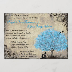Proposition Arbre bleu Vintage Mariage Invitations
