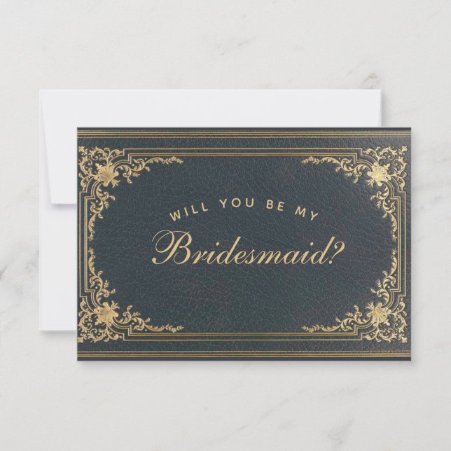 Proposition Bridesmaid Blue Gold Vintage Calligrap (Devant)