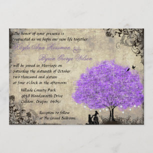 Proposition Purple Tree Vintage Mariage Invitation