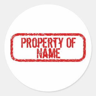 "Propriété de" nom autocollants personnalisés