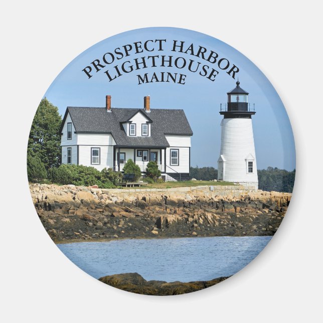Prospect Harbour Lighthouse, Maine Round Magnet (Devant)