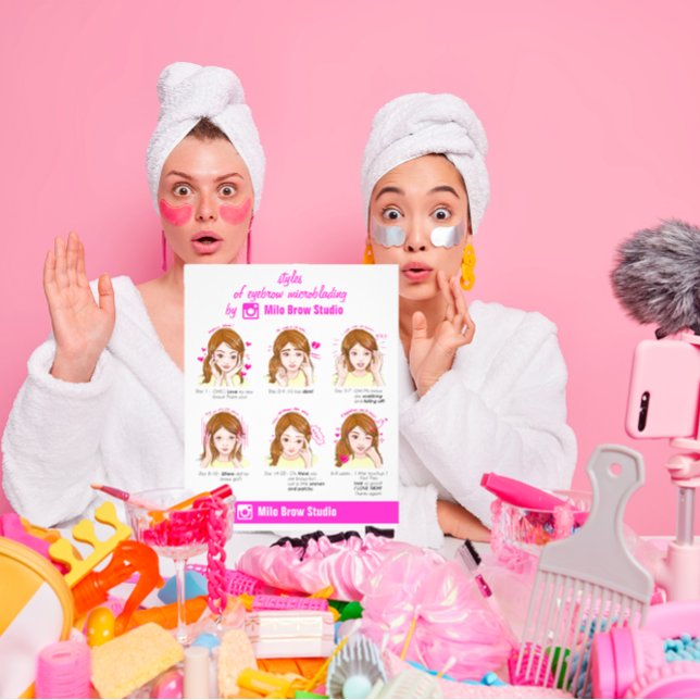 Prospectus 11,4 Cm X 14,2 Cm 100 Brosse à sourcils Microbalding Étui (100 Eyebrow Microbalding Aftercare Instruction Pin Flyer)