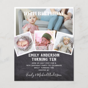 Prospectus 11,4 Cm X 14,2 Cm 10E Anniversaire Photo Collage Invitation Garçon f