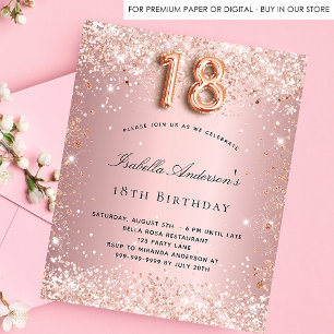 Prospectus 11,4 Cm X 14,2 Cm 18e anniversaire blush rose rose invitation budget