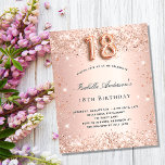 Prospectus 11,4 Cm X 14,2 Cm 18th birthday rose gold blush glitter budget<br><div class="desc">Please note that this invitation is on flyer paper and very thin. Envelopes are not included. For thicker invitations (same design) please visit our store. For an elegant 18th birthday party. A rose gold gradient background. Decorated with rose gold faux glitter dust. Personalize and add a name and party details....</div>