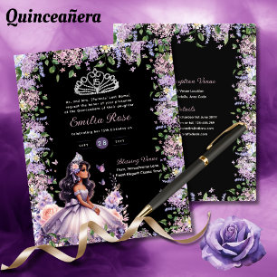 Prospectus 11,4 Cm X 14,2 Cm 25 Robe Violette Lilac Quinceanera Robe Florale Wi